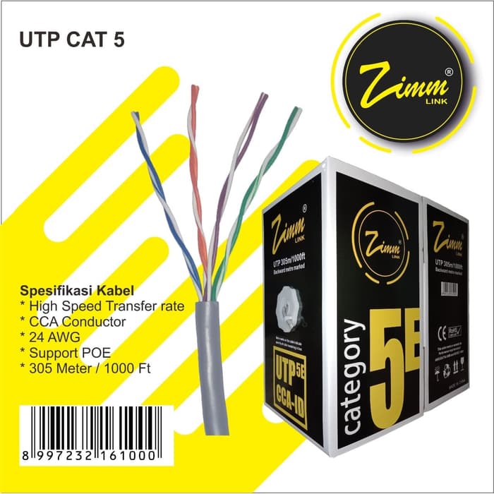Cover KABEL LAN ZIMLINK UTP CAT5 ID (indoor) Grey